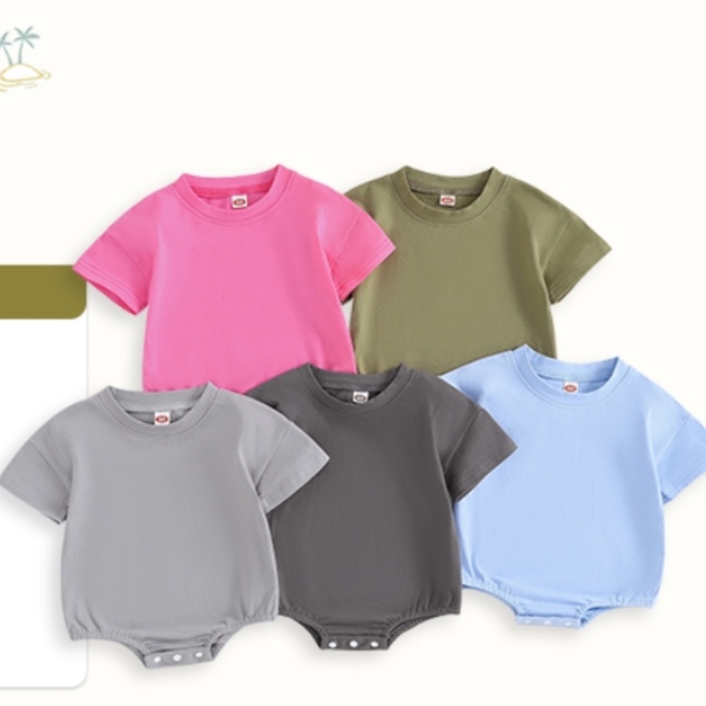 Pack of 5 crew neck bubble romper onesie